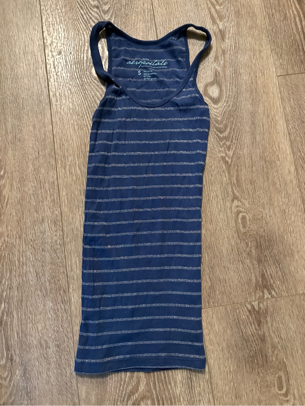 VTG Y2K AERO Aeropostale Womens Blue Long Cotton Tank Striped S Small